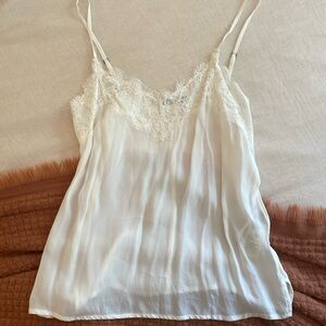 WHITE LINEN LACE CAMI